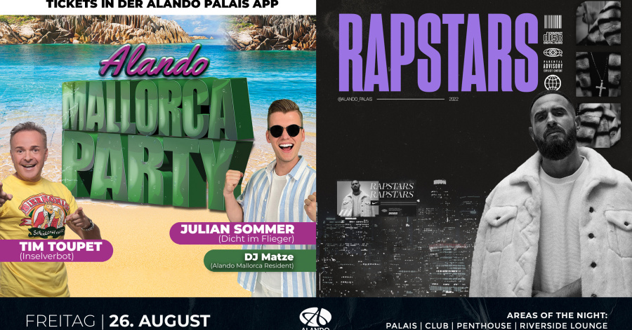Mallorca Party mit Tim Toupet & Julian Sommer x Rapstars